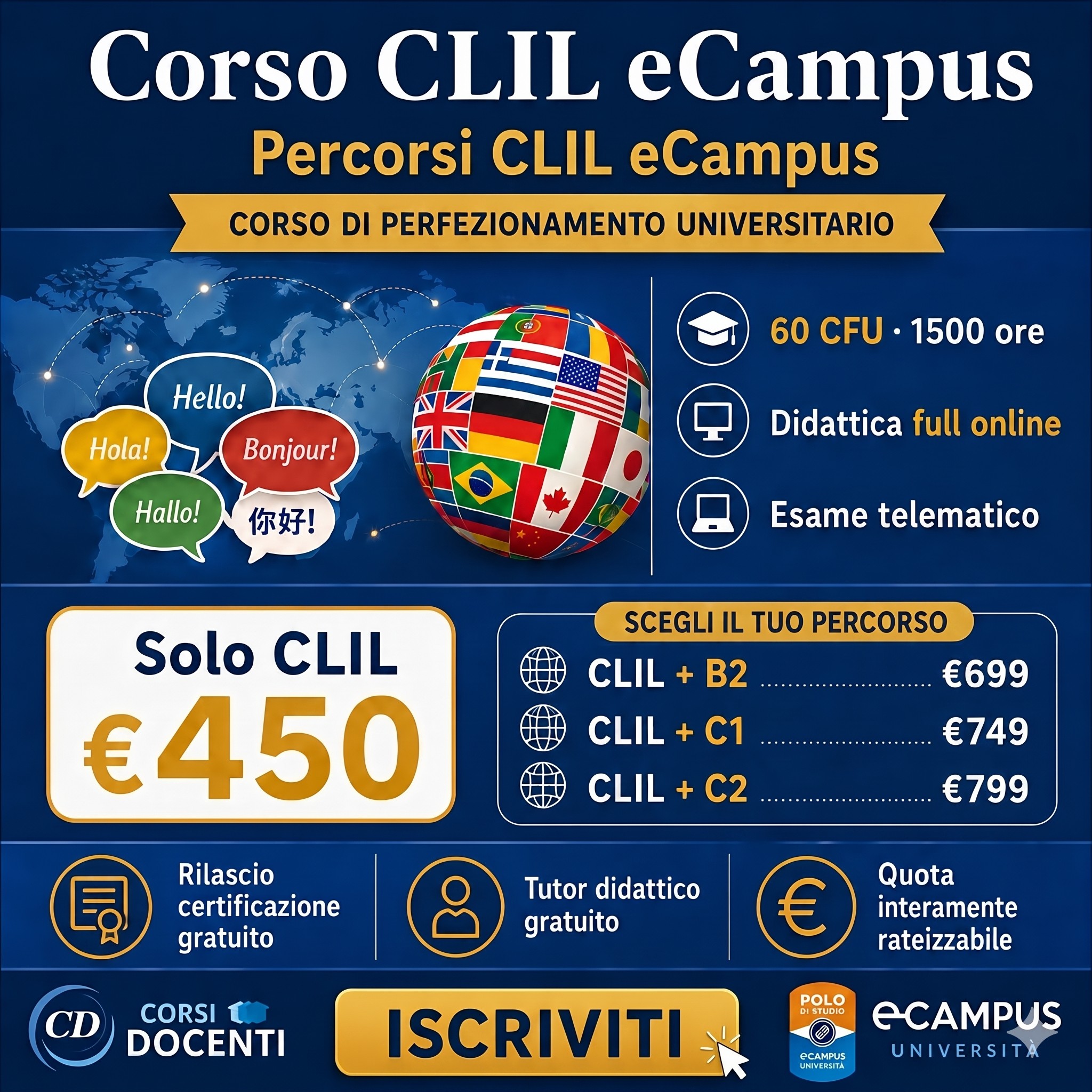 Corso CLIL eCampus online per docenti e aspiranti docenti