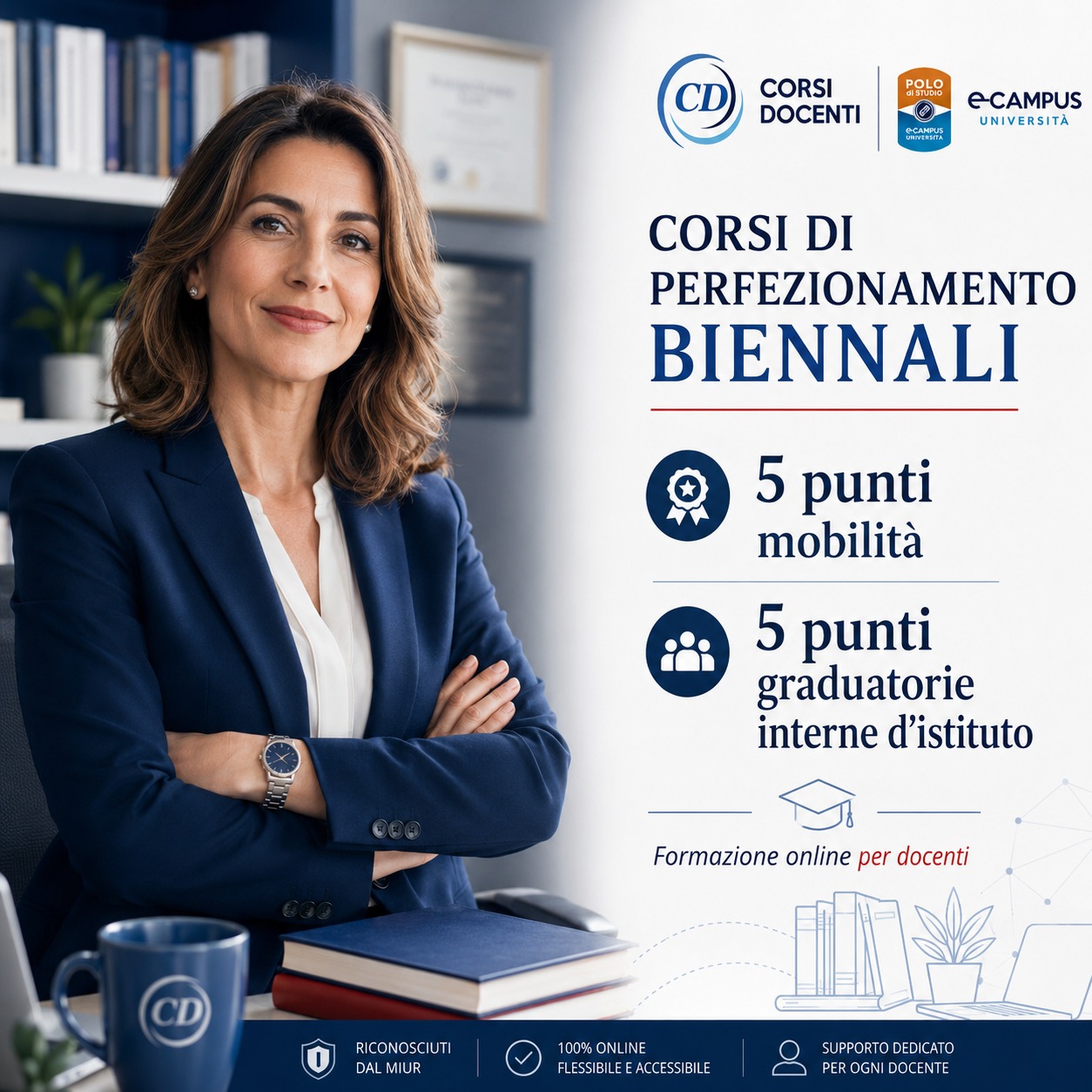 Corsi di perfezionamento biennali eCampus valutabili 5 punti per mobilità e graduatorie interne d'istituto
