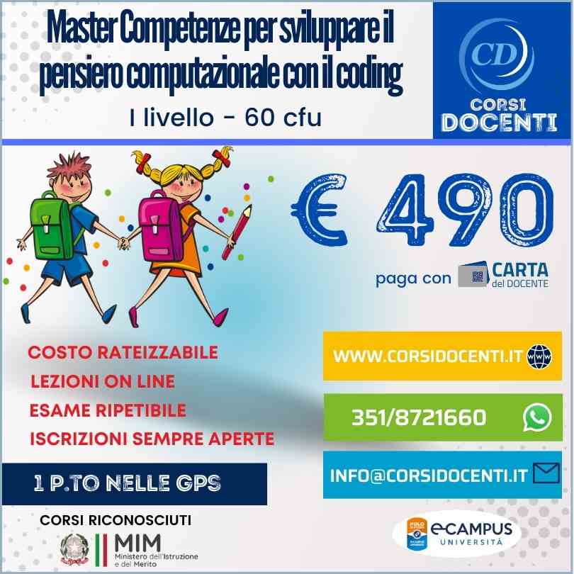 Master Competenze per sviluppare il pensiero computazionale con il coding