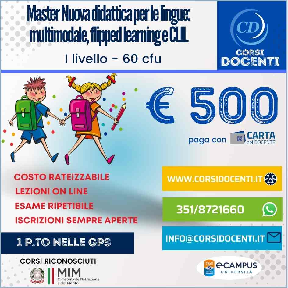 Master Nuova didattica per le lingue multimodale, flipped learning e CLIL