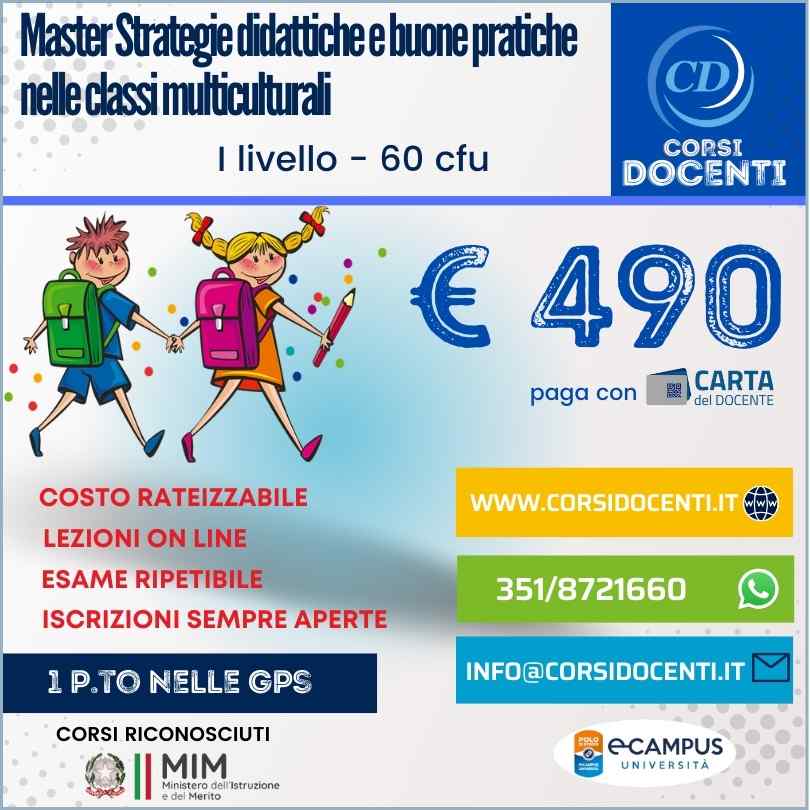 Master Strategie didattiche e buone pratiche nelle classi multiculturali